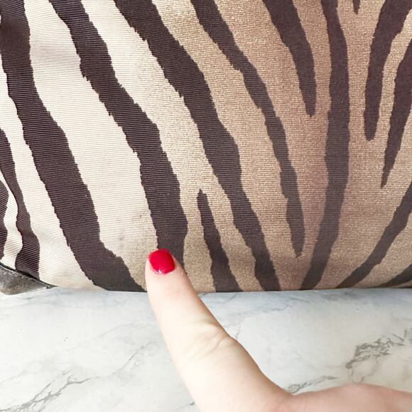 Coach Madison East West Tote With Zebra Print Brown/Tan Zip Top Shoulder Bag - Picture 7 of 16